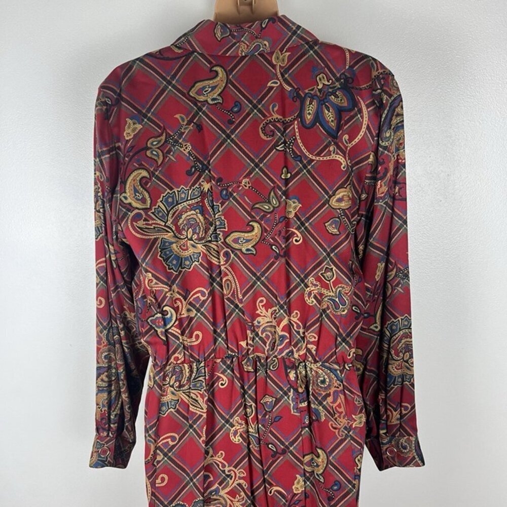 Vintage Talbots Faux Wrap Midi Dress sz 8 PETITE Plaid Equestrian Academia‎ Prep - Picture 4 of 10